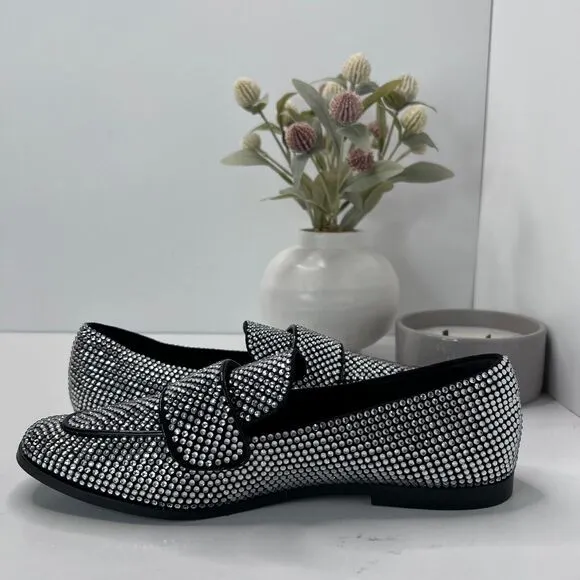 Jeffrey Campbell Velvet Embellished Apron Toe Loafers Black Women 9.5 Tried On