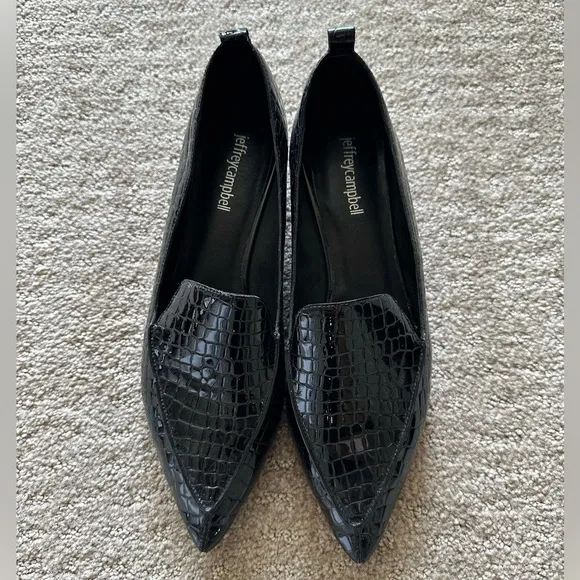 Jeffrey Campbell Viona Croc-Embossed Black Loafers