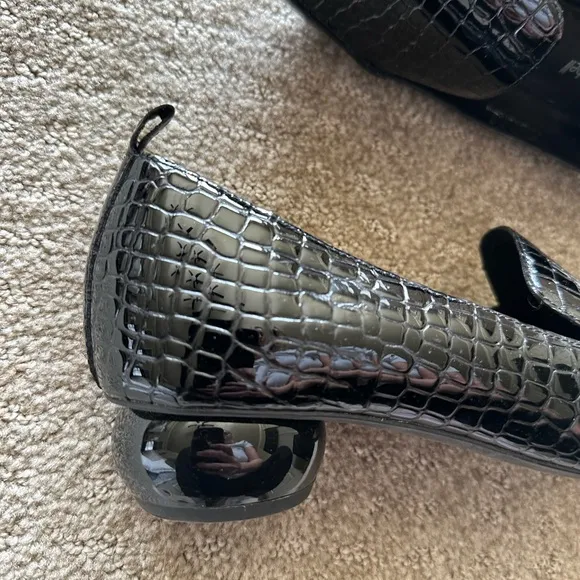 Jeffrey Campbell Viona Croc-Embossed Black Loafers