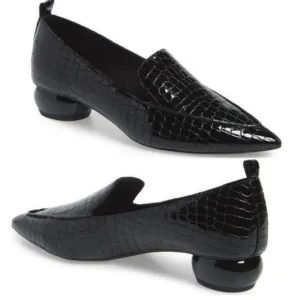 Jeffrey Campbell Viona Croc-Embossed Black Loafers