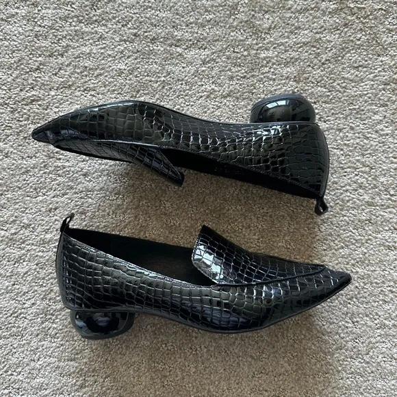 Jeffrey Campbell Viona Croc-Embossed Black Loafers