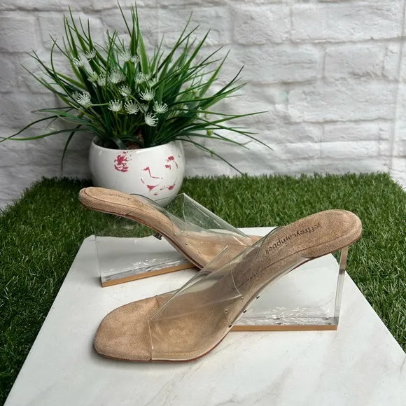 JEFFREY CAMPBELL Women Acetate Wedge Mule Sandals Size 9.5 NEW