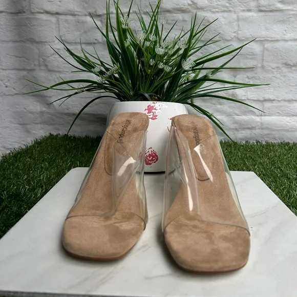 JEFFREY CAMPBELL Women Acetate Wedge Mule Sandals Size 9.5 NEW