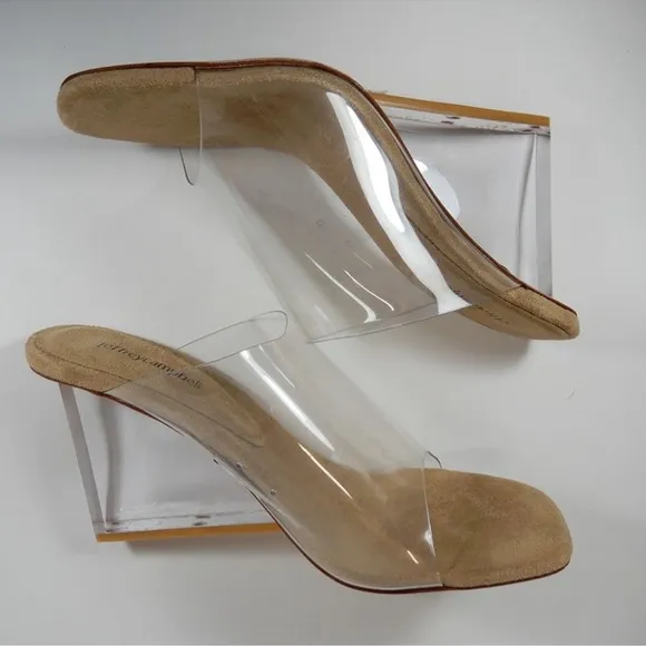 JEFFREY CAMPBELL Women Acetate Wedge Mule Sandals Size 9.5 NEW