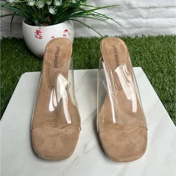 JEFFREY CAMPBELL Women Acetate Wedge Mule Sandals Size 9.5 NEW