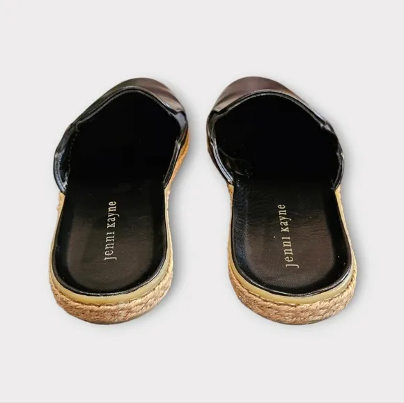 Jenni Kayne Marina Black Leather Espadrille Mule Flats