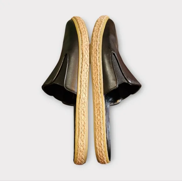 Jenni Kayne Marina Black Leather Espadrille Mule Flats