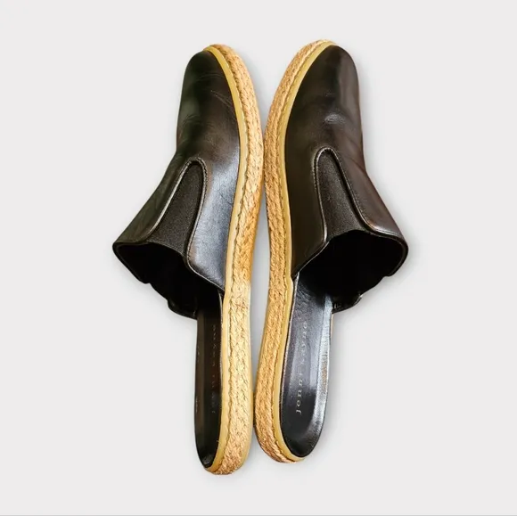 Jenni Kayne Marina Black Leather Espadrille Mule Flats