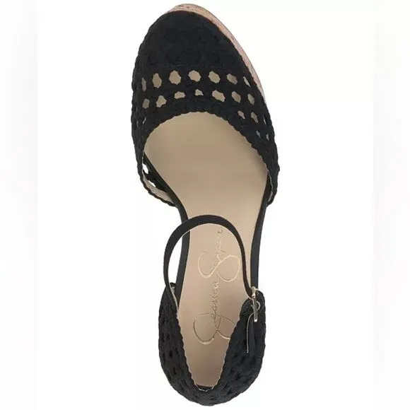 JESSICA SIMPSON Marshela Ankle-Strap Platform Wedge Sandals Woven Cutout shoes