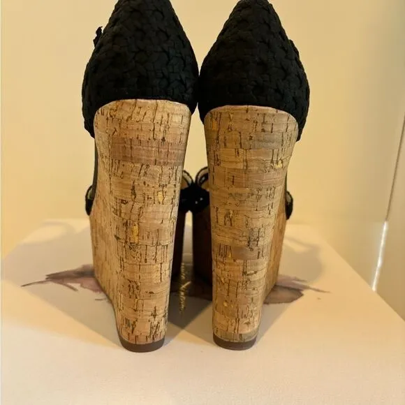 JESSICA SIMPSON Marshela Ankle-Strap Platform Wedge Sandals Woven Cutout shoes