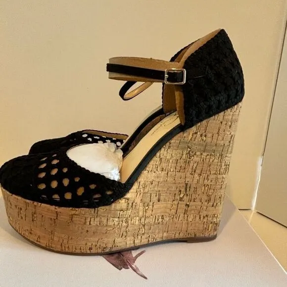 JESSICA SIMPSON Marshela Ankle-Strap Platform Wedge Sandals Woven Cutout shoes