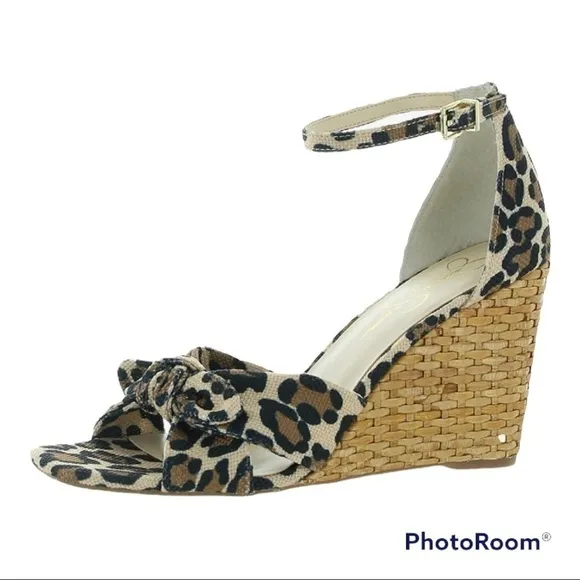 Jessica Simpson Womens Delirah Denim Ankle Strap Wedge Sandals NIB