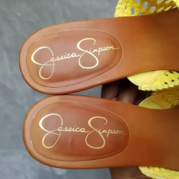 JESSICA SIMPSON Yellow Woven Shelbie2 Platform Block Heel Sandals SIZE: 11M