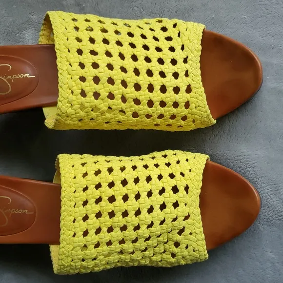 JESSICA SIMPSON Yellow Woven Shelbie2 Platform Block Heel Sandals SIZE: 11M
