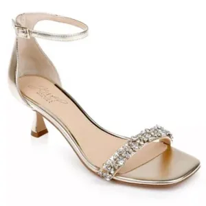 Jewel Badgely Mischka Angel Gold Metallic Jeweled Sandals Size 6.5 New in box