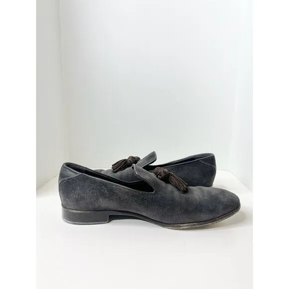Jimmy Choo Brown Suede and Leather Foxley Tassel Loafers, Size 46