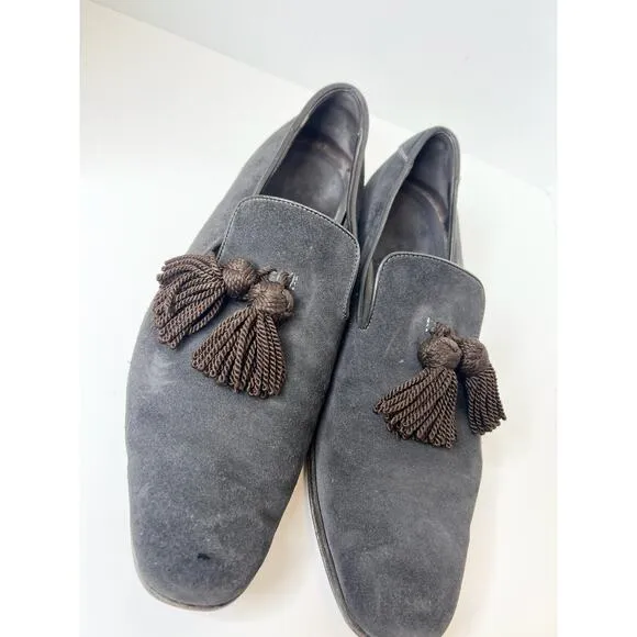 Jimmy Choo Brown Suede and Leather Foxley Tassel Loafers, Size 46