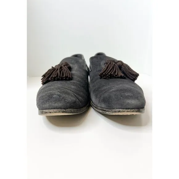 Jimmy Choo Brown Suede and Leather Foxley Tassel Loafers, Size 46