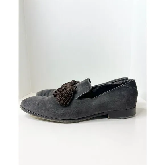 Jimmy Choo Brown Suede and Leather Foxley Tassel Loafers, Size 46