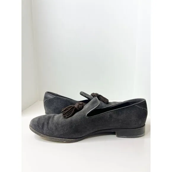 Jimmy Choo Brown Suede and Leather Foxley Tassel Loafers, Size 46