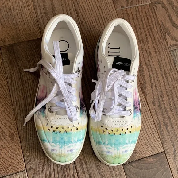 Jimmy Choo Hawaii Tie-Dye Leather Sneakers