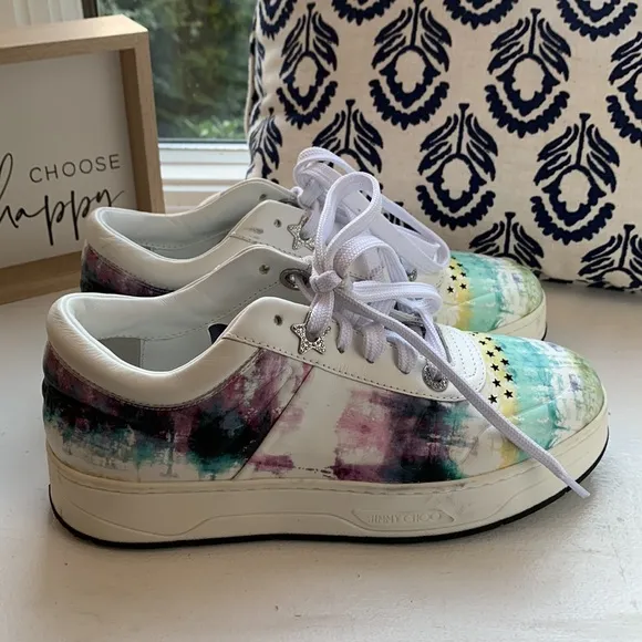 Jimmy Choo Hawaii Tie-Dye Leather Sneakers