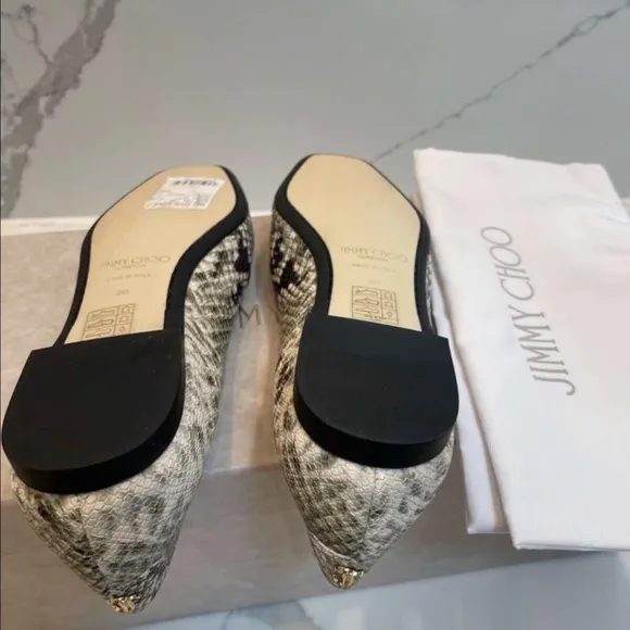 Jimmy Choo Modell Snakeskin Embossed Leather Ballerina Flats 9.5B