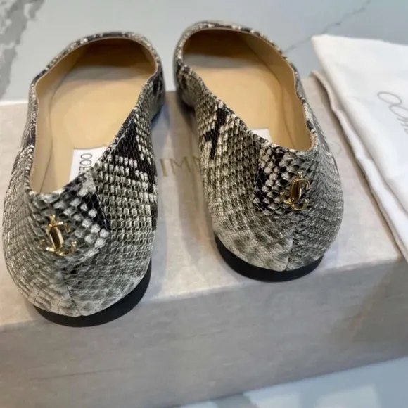 Jimmy Choo Modell Snakeskin Embossed Leather Ballerina Flats 9.5B