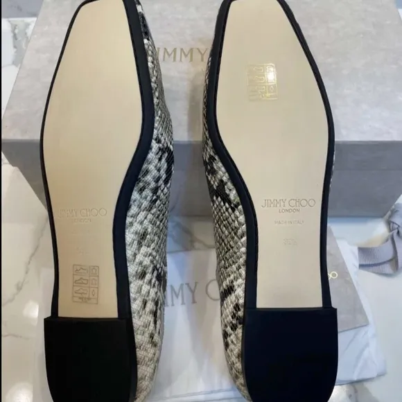 Jimmy Choo Modell Snakeskin Embossed Leather Ballerina Flats 9.5B