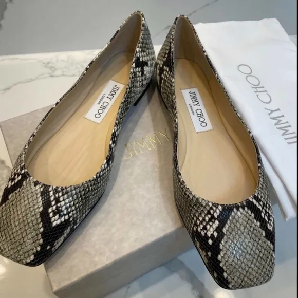 Jimmy Choo Modell Snakeskin Embossed Leather Ballerina Flats 9.5B