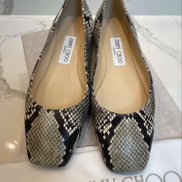 Jimmy Choo Modell Snakeskin Embossed Leather Ballerina Flats 9.5B