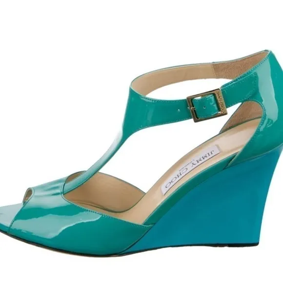 Jimmy Choo Patent Leather T-Strap Sandals Size: 10 | IT 40