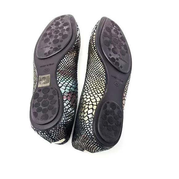 Jimmy Choo Womens 9 39 Ballet Flats Snakeskin Metallic Iridescent