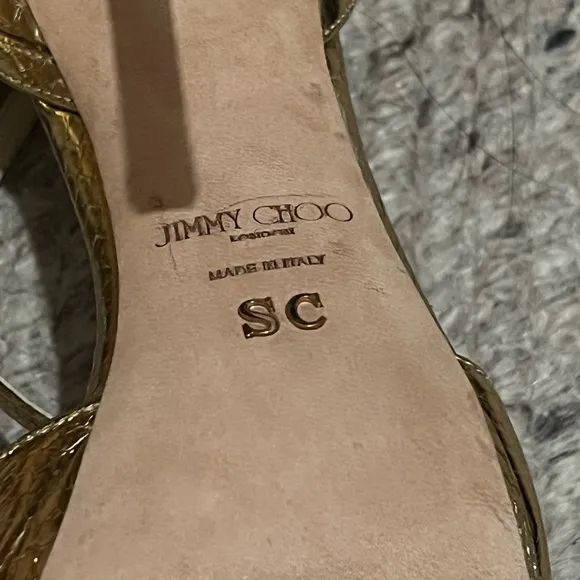JIMMY CHOOSE GOLD HEELS SANDALS