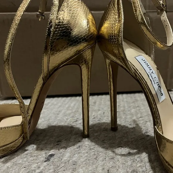 JIMMY CHOOSE GOLD HEELS SANDALS