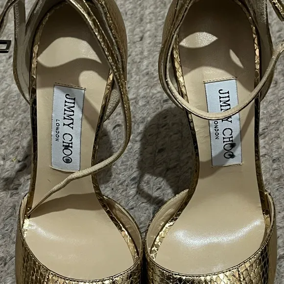 JIMMY CHOOSE GOLD HEELS SANDALS