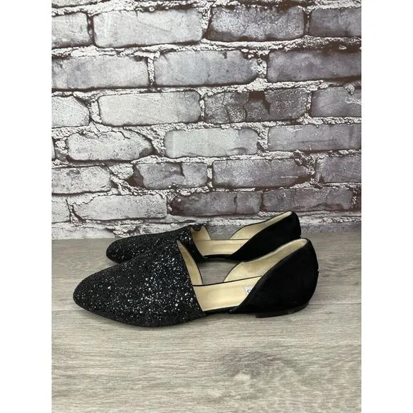 Jimmy Choo London Black Suede Leather Sparkle D’ Orsay Flats Women’s 42EU/11M US