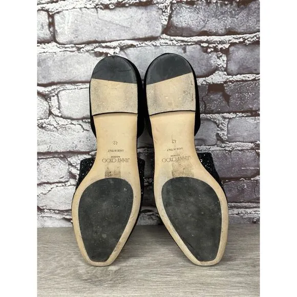 Jimmy Choo London Black Suede Leather Sparkle D’ Orsay Flats Women’s 42EU/11M US