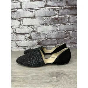 Jimmy Choo London Black Suede Leather Sparkle D’ Orsay Flats Women’s 42EU/11M US