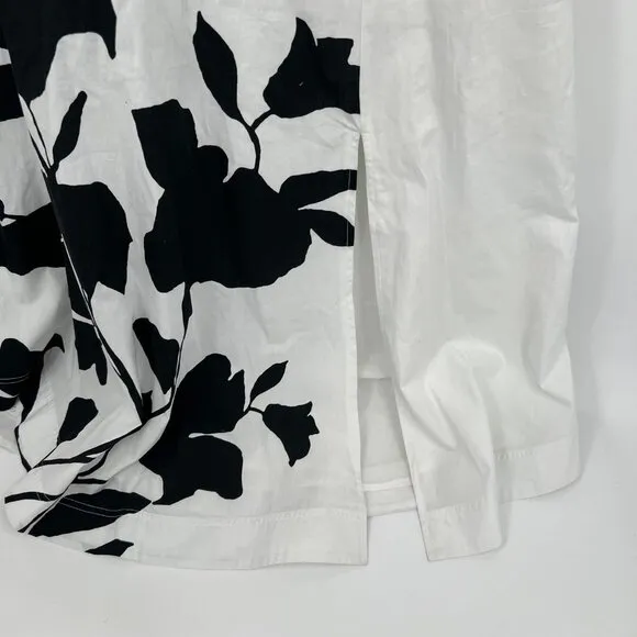 Jo Faulkner for Maeve White/Black Floral Collared Midi Shirt Dress