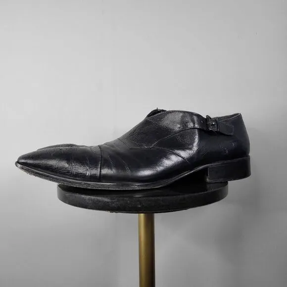 JO GHOST Black Leather Snip Toe Loafers Size 45