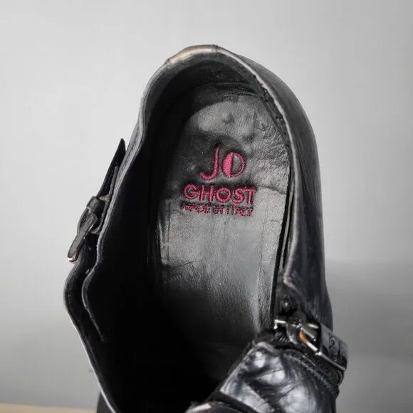 JO GHOST Black Leather Snip Toe Loafers Size 45