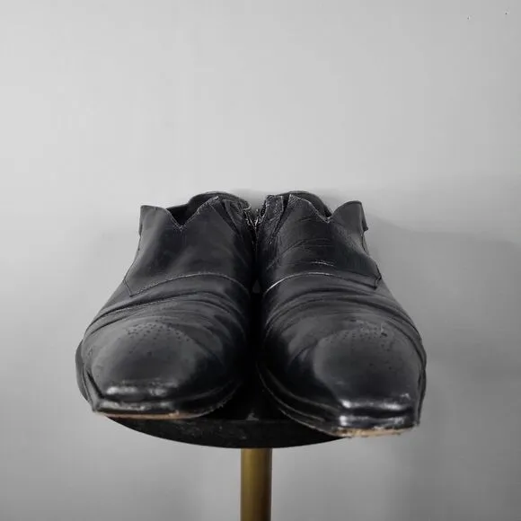 JO GHOST Black Leather Snip Toe Loafers Size 45