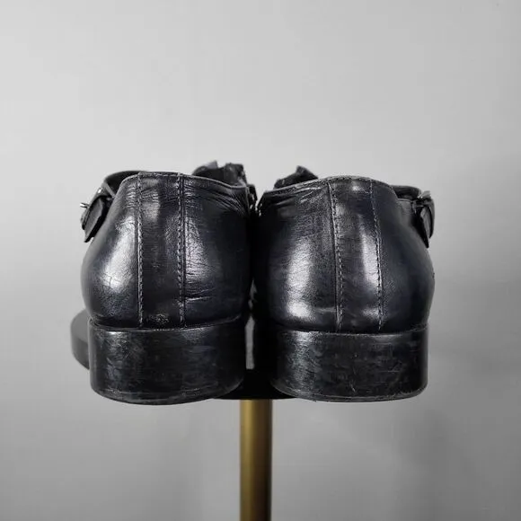 JO GHOST Black Leather Snip Toe Loafers Size 45