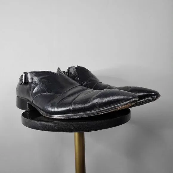 JO GHOST Black Leather Snip Toe Loafers Size 45