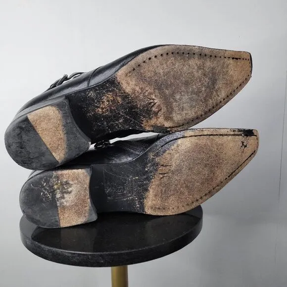 JO GHOST Black Leather Snip Toe Loafers Size 45