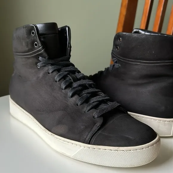 John Elliott Calfskin Leather High Top Sneakers
