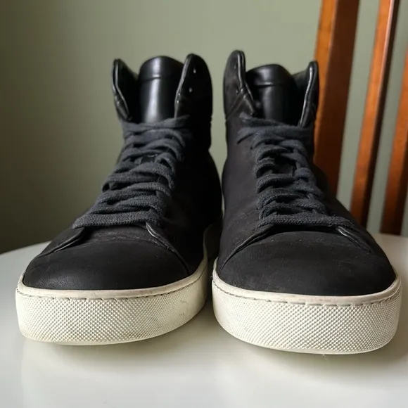 John Elliott Calfskin Leather High Top Sneakers