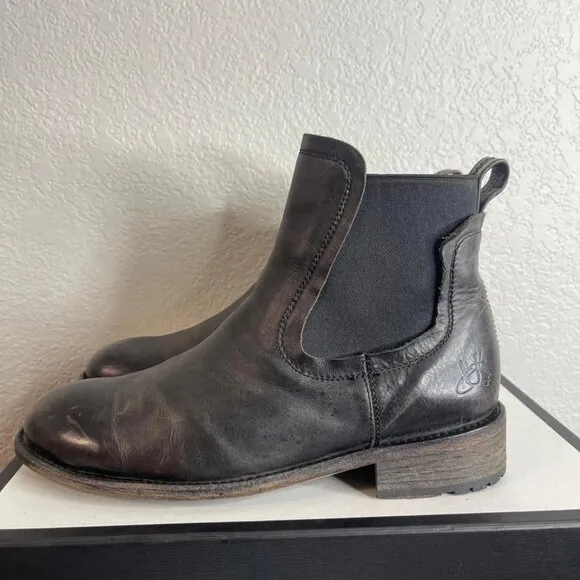 John Fluevog Locke Chelsea Ankle Boots Black Leather Pull On Men's Size 9 M