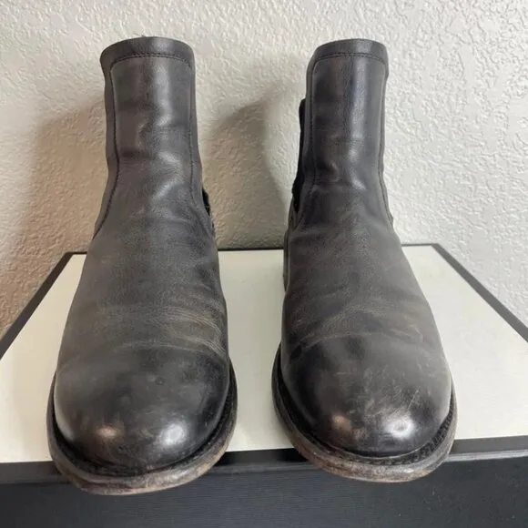 John Fluevog Locke Chelsea Ankle Boots Black Leather Pull On Men's Size 9 M